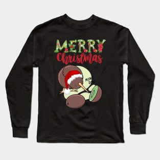 Merry Christmas New Zealand kiwi bird kiwi fruit - Funny | Witty Christmas kiwi design Long Sleeve T-Shirt